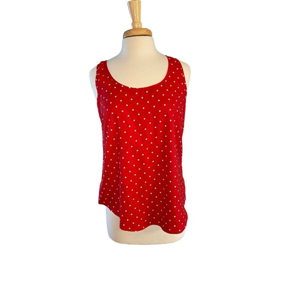 Faded Glory Red White Dot Tank Top Women's M 8-10